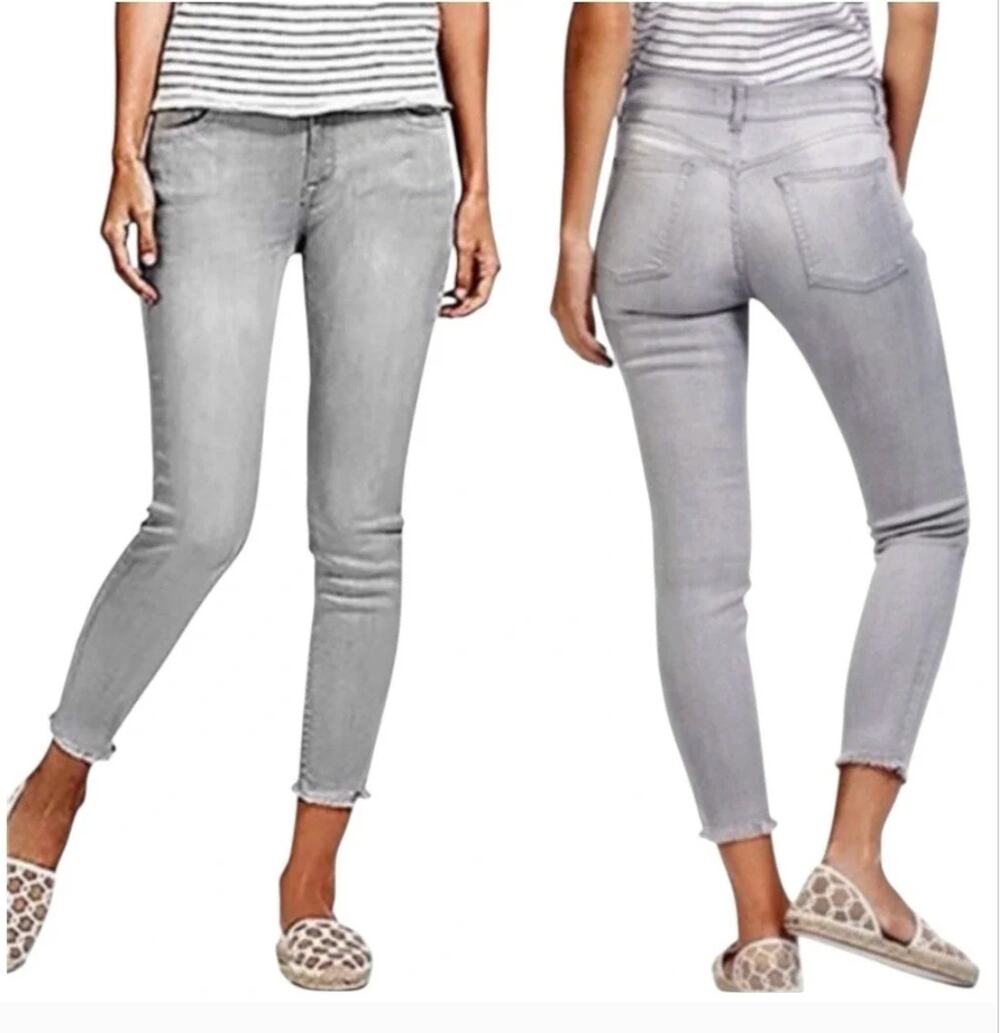 DL1961 Florence Ankle Skinny Jeans Frayed Hem Grey Size 26
